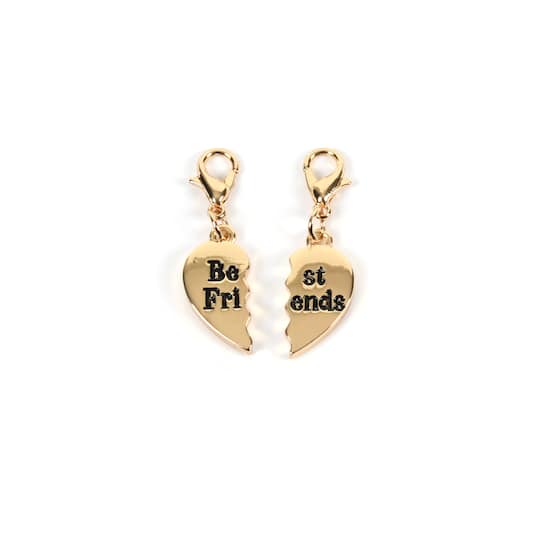 Gold Best Friends Heart Charm Set by Bead Landing&#x2122;